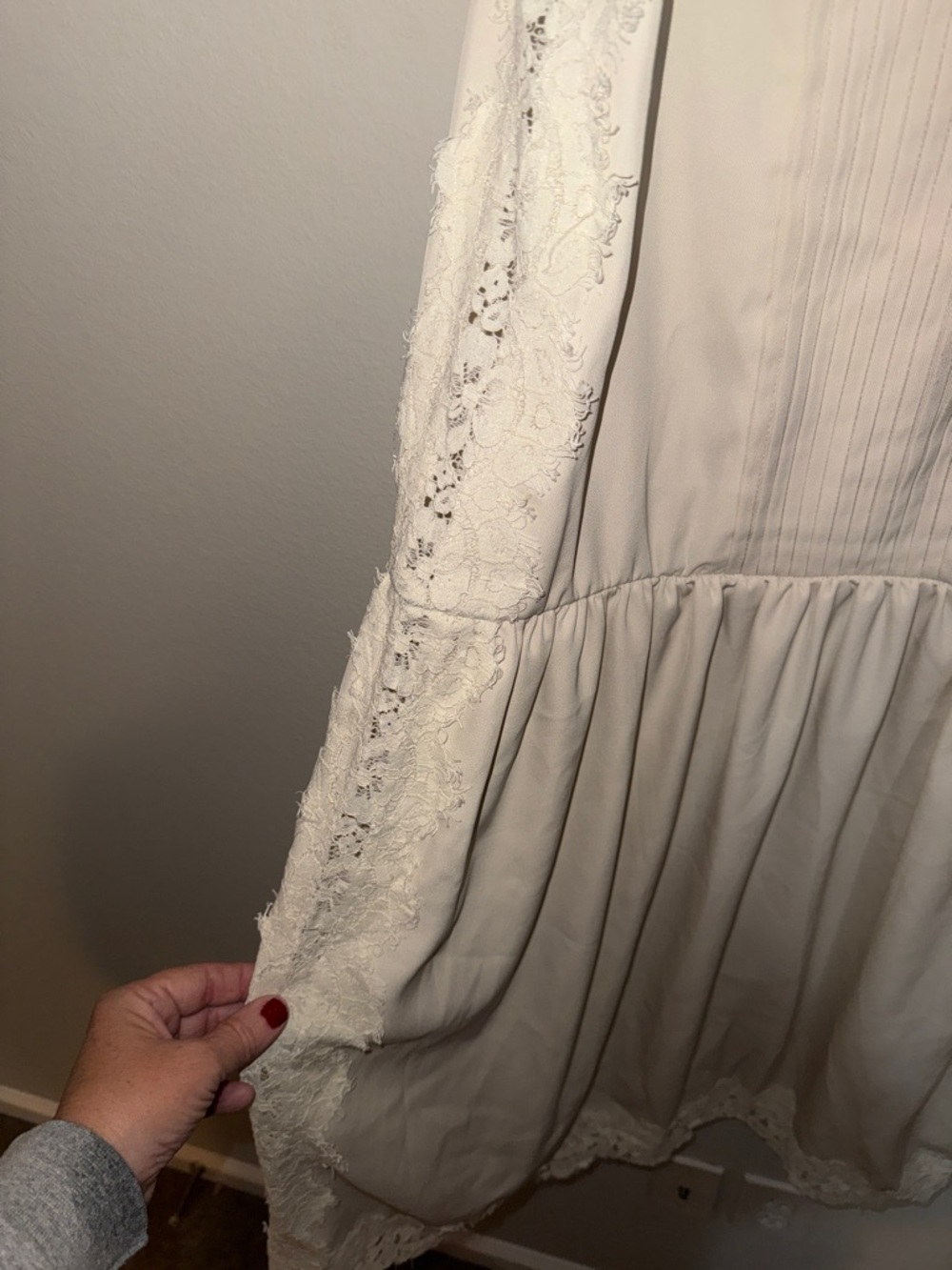 Avantlook Cream Lace-Trim Midi Dress - Small - Picture 4 of 6